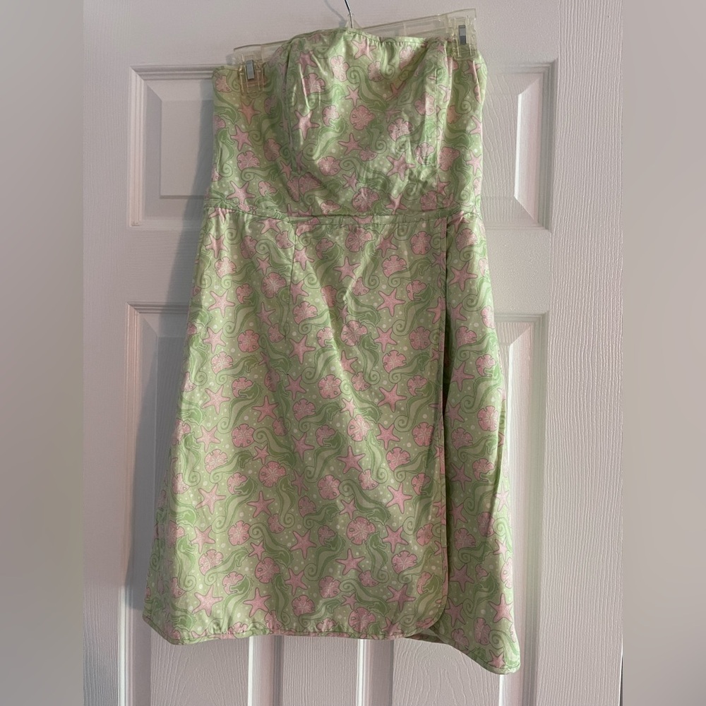 Vineyard Vines Pink and Green Strapless Sundress